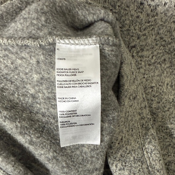 Eddie Bauer Men's Radiator Fleece Snap Mock Gray Pullover XL - Picture 4 of 4